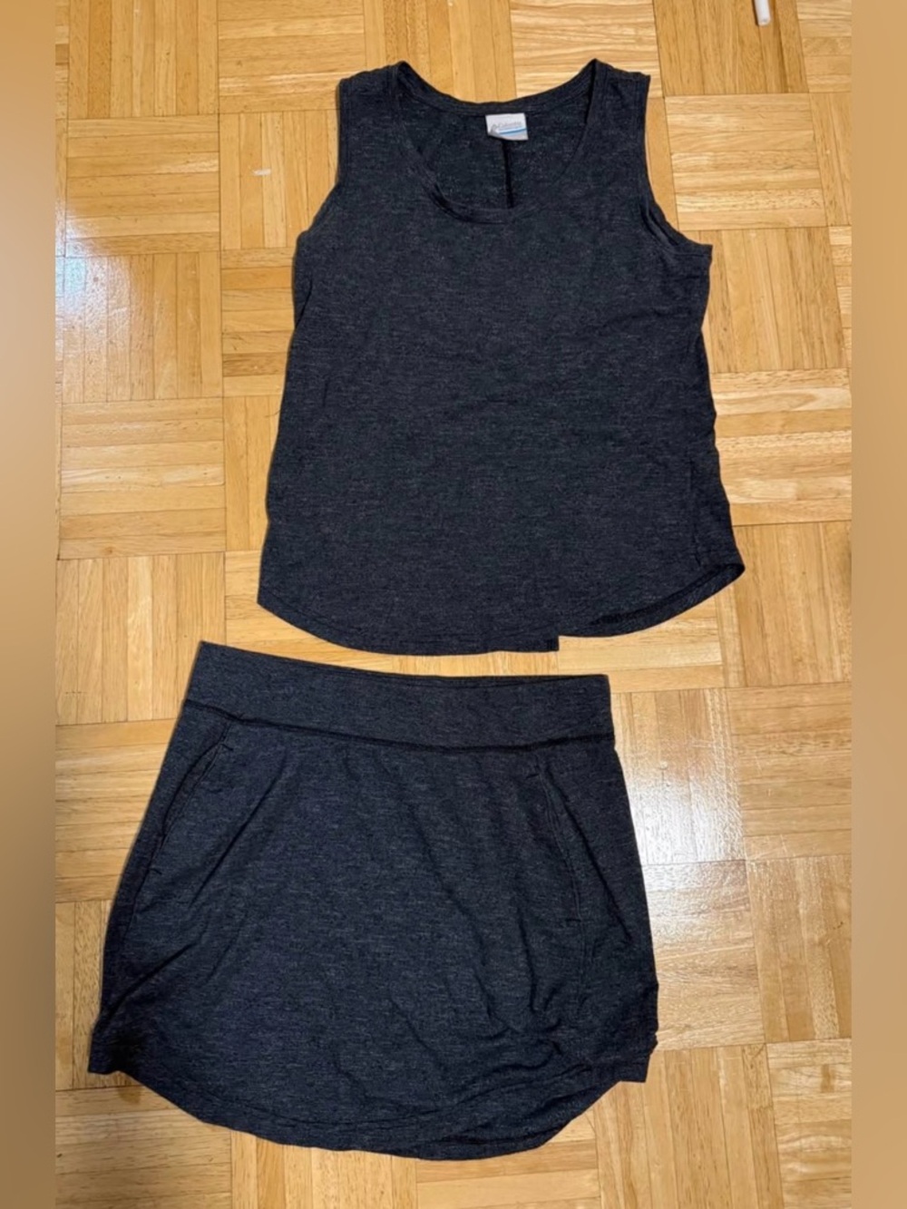 Charcoal Two-Piece Tank Top & Skirt Set